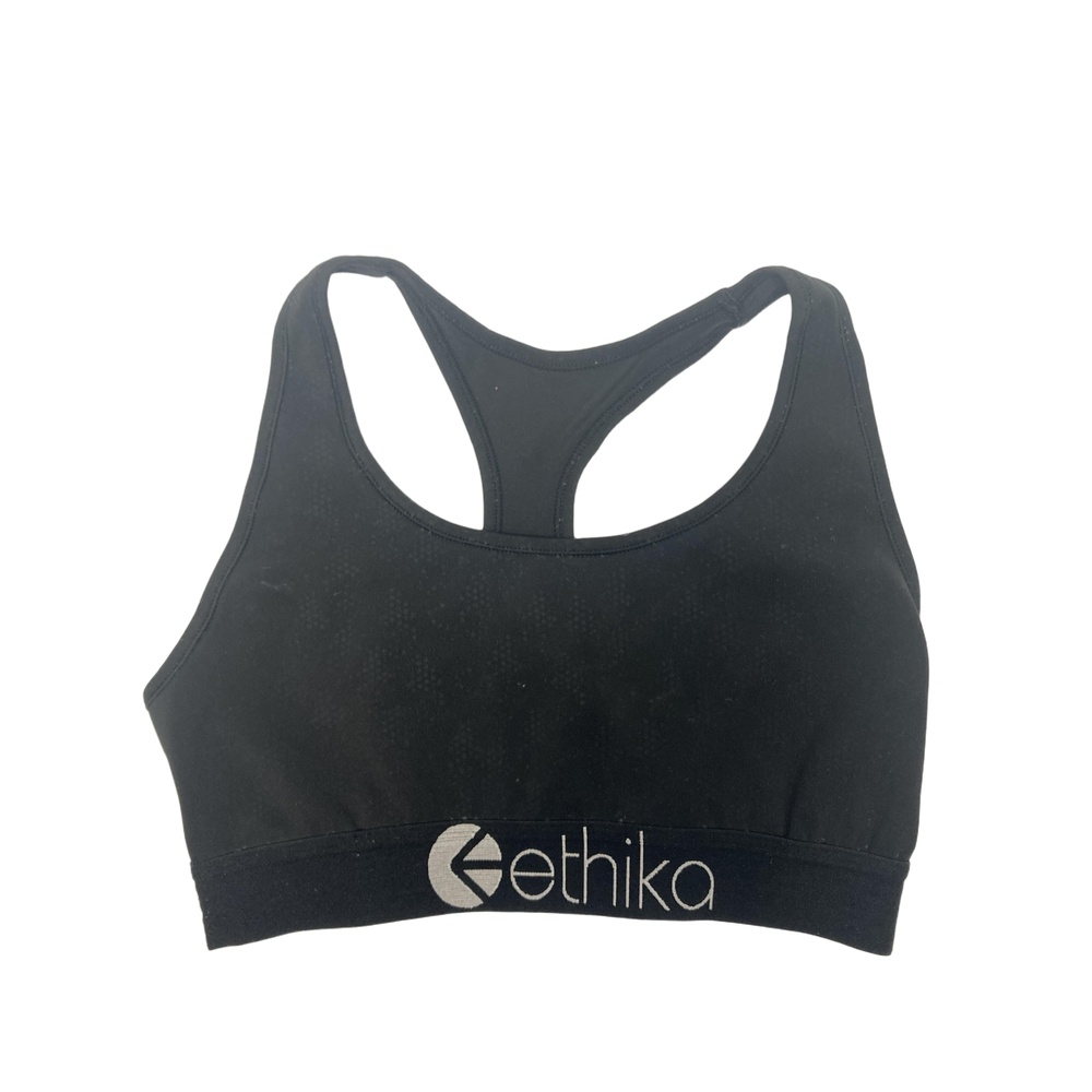 Ethika Black‎ Racerback Ethika Logo Sports Bra Polyester Spandex Womens Small